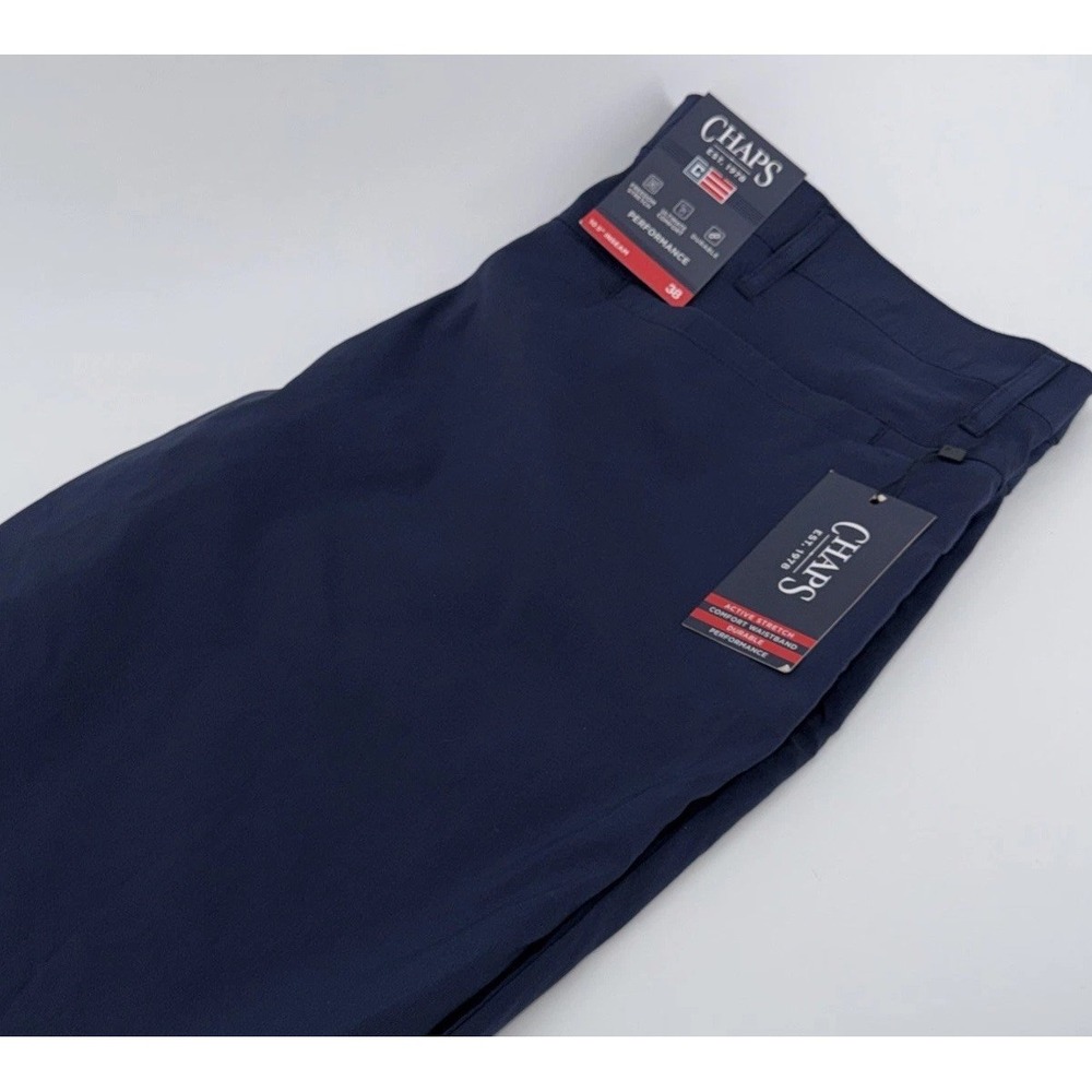NWT Chaps Golf Men 38 Stretch  Blue Performance‎ Shorts 10.5" Inseam Flat Front